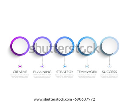 Modern 3D infographic template with 5 steps. Business circle template with options for brochure, diagram, workflow, timeline, web design. Vector EPS 10