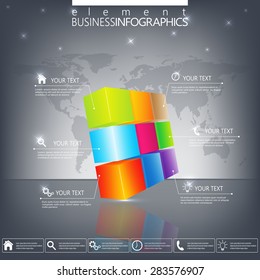 Modern 3d infographic template. Can be used for workflow layout, diagram, chart, number options, web design. Vector illustration.