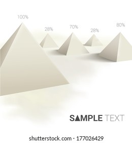 Modern 3d infographics composition of pyramids for web, banners, mobile applications, layouts, brochure or wallpaper. Vector eps10 illustration ivory - desert color concept. 