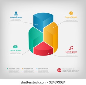 Modern 3d infographics graph for web, presentation or brochures. Vector eps10 illustration.