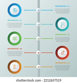 Modern 3d infographics template with five steps