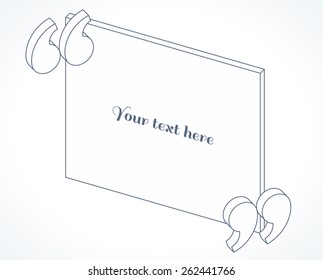 Modern 3d isometric linear quotation marks. Flat illustration. Place for your text