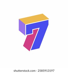 Modern 3D isometric number 7 logo with vibrant gradient colors. Perfect for branding, marketing, business identity, and creative design projects. High-quality vector illustration