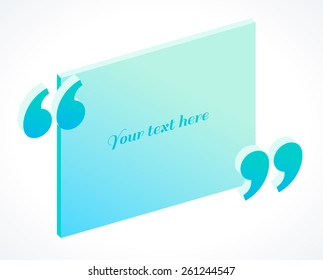 Modern 3d Isometric Quotation Marks. Flat Illustration. Place For Your Text