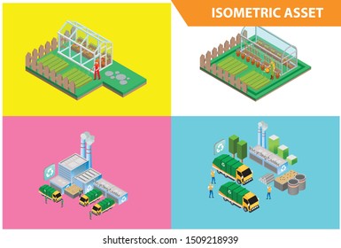 Modern 3d Isometric Set collection  Smart Gardening Technology Illustration in White Isolated Background With People and Digital Related Asset