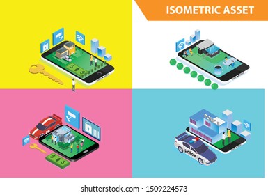 Modern 3d Isometric Set collection  Smart House Internet Of Things Integration Technology Illustration in White Isolated Background With People and Digital Related Asset