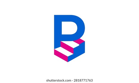Modern 3D letter B icon for architecture or growth startups.