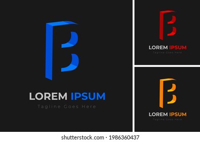 Diseño moderno del logotipo de la letra B 3d. Diseño de la plantilla del logotipo de la letra B. Plantilla vectorial de diseño de logotipo de carta creativa B. vector de diseño del logotipo de la letra corporativa comercial B.