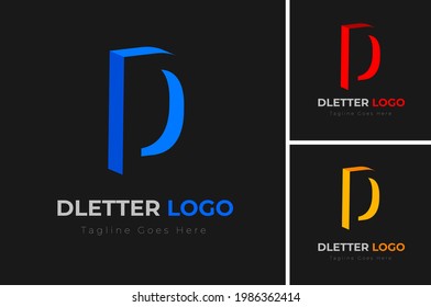 Modern 3d letter D logo design. Letter D logo template design. Creative Letter D Logo design vector template. Business corporate letter D logo design vector.