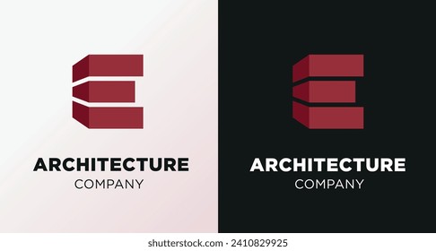 modern 3D letter E abstract logo template, letter e logo for Architecture or Construction Company, brand identity symbol