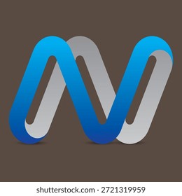 Logotipo moderno del monograma de la letra N 3D – estilo del color del degradado