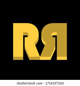 Modern 3D Letter R with mirror effect Logo in gold color