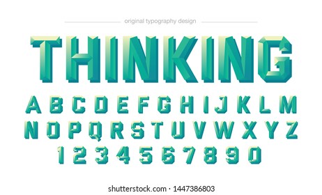 Modern 3D Light Green Typography Font Design