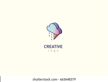 Modern 3d logo cloud with zipper gradient
