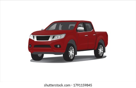 modern 3d masculine Pickup duoble cabin car, american, europe, africa or asia, ligth truck  vector illustrations isolated on white background