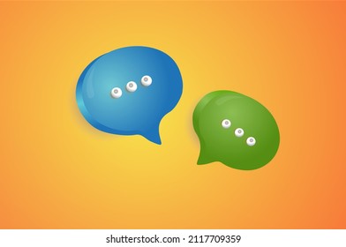 modern 3D Minimal yellow chat bubbles on  orange background. concept of social media messages. 3d render illustration