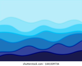Modern 3d paper cut art template with abstract curve shapes, green color. Eco design concept background for flyers, banners, presentations and posters. Green abstract paper carve background.Paper art.