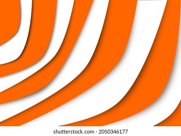 Modern 3D paper cut art template with abstract curve shapes. 3D abstract wave background, orange and white. Vector design layout for business presentations, flyers, posters. Eps 10. 