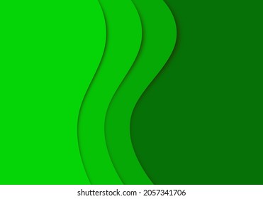 Modern 3D paper cut art template with abstract curve shapes. 3D abstract wave background, green gradient background. Vector design layout for business presentations, flyers, posters. Eps 10.