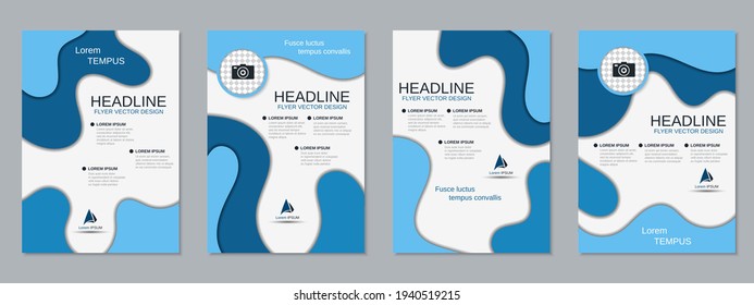 Moderna colección de plantillas de diseño vectorial de 3d estilo de corte de papel moderno, folleto, folleto de diseño de vectores de portada. Formato A4