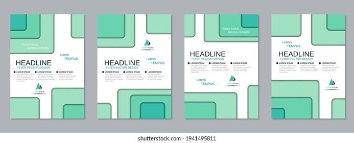 Modern 3d paper cut style trendy business flyer, booklet, brochure cover vector design templates collection. A4 format