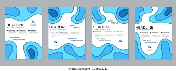 Moderner 3D-Papierschnitt-Style Business-Flyer, Broschüre, Broschüren-Cover Vektordesign-Vorlagen-Kollektion. A4-Format