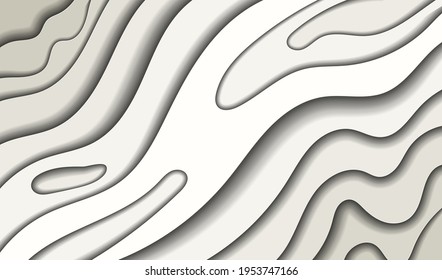 Moderno fondo de onda de corte 3d de papel con formas de curva abstracta, color blanco. Para folletos, pancartas, presentaciones y afiches. Ilustración del vector