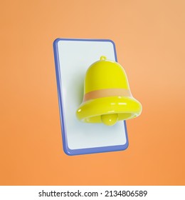 modernes 3D-Telefon-Benachrichtigungssymbol, Telefon mit Glocke, Vektorgrafik-Hintergrund einzeln