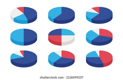 Modern 3d pie chart infographic set