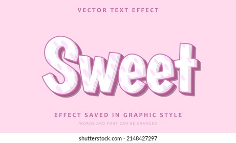 Modern 3d Pink Word Sweet Editable Text Effect Design Template. Effect Saved In Graphic Style