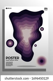 Modern 3d poster design, paper cut out style with colorful figure, violet, white, gray etc. Designed in A4 size, minimalist style for posters, banners, titles, flyers etc. EPS 10 vector