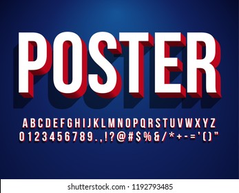 Modern 3d Poster Font Headline And Banner Tittle Text With Shadow And Dark Blue Background