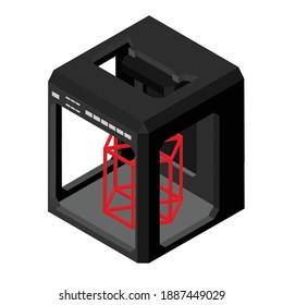 Modern 3D printer printing figure isolated on white background. Isometric view.Vector