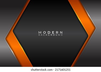 Modern 3D Realistic Background Glowing Orange and Silver Overlapped Metallic