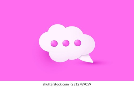 modern 3d realistic pink speech cloud bubble chat illustration trendy icon style object symbols isolated on background.3d design cartoon style. 