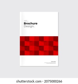 Modern 3D red brochure, leaflet template. Pattern on white background. 