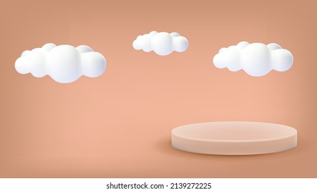 Modern 3D Rendered Stage with sky model and Free Space Podium. Abstract product advertising stage.