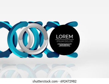Modern 3d ring composition in grey and white space, vector abstract background