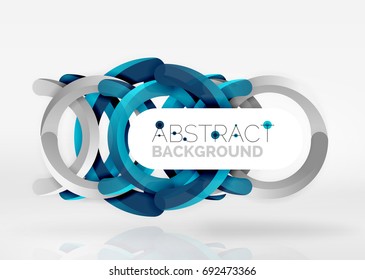 Modern 3d ring composition in grey and white space, vector abstract background