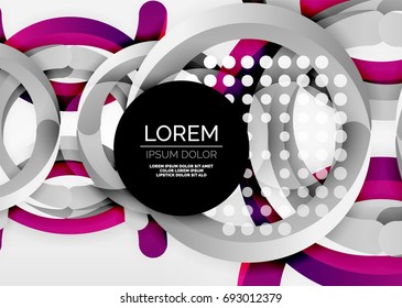 Modern 3d ring composition in grey and white space, vector abstract background