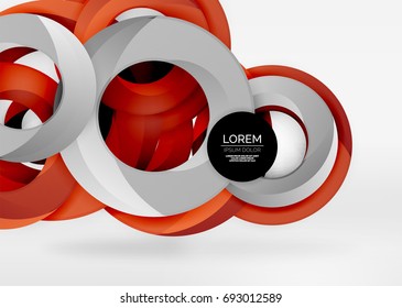 Composición moderna del anillo 3d en espacio gris y blanco, fondo abstracto vectorial