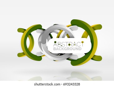 Modern 3d ring composition in grey and white space, vector abstract background