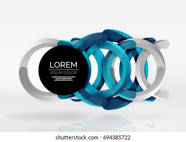 Modern 3d ring composition in grey and white space, vector abstract background