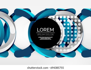 Modern 3d ring composition in grey and white space, vector abstract background