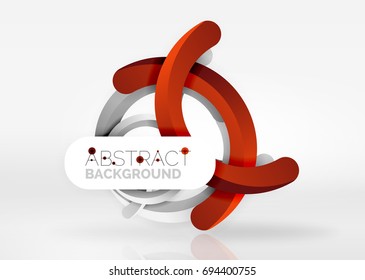 Modern 3d ring composition in grey and white space, vector abstract background