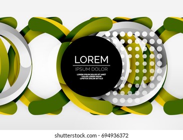 Modern 3d ring composition in grey and white space, vector abstract background