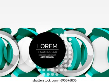 Modern 3d ring composition in grey and white space, vector abstract background