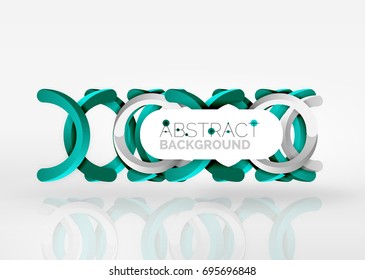 Modern 3d ring composition in grey and white space, vector abstract background