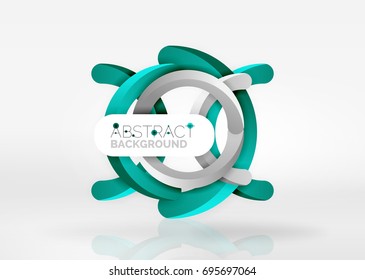 Composición moderna del anillo 3d en espacio gris y blanco, fondo abstracto vectorial