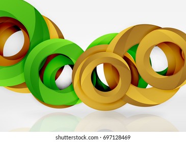 Modern 3d ring composition in grey and white space, vector abstract background
